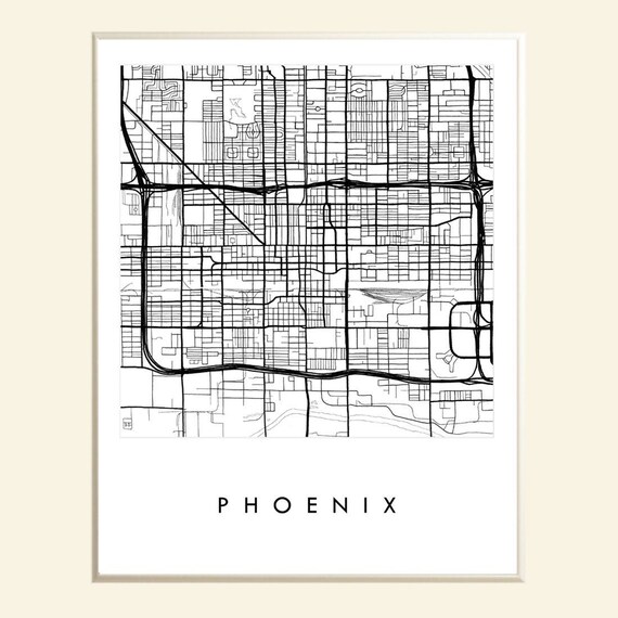 PHOENIX Map Street Map Arizona City Map Drawing Black and - Etsy
