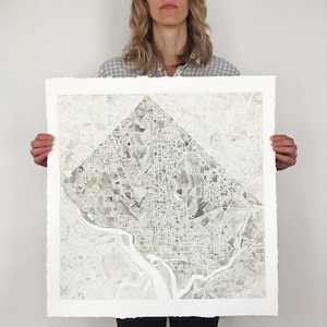 WASHINGTON DC Map Stadtplan Aquarell Stadtplan (Original Aquarell Auftrags) 22x22 Quadratmalerei Wohnkultur Hauptstadt Wand Kunst Hochzeitsgeschenk