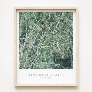 Kingdom Spuren VERMONT Handgemalte topografische Aquarell Karte (Kunstdruck) Wanderer Mountainbiker Graduierung Hochzeit Abenteurer Karte