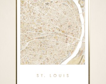 ST. LOUIS Map Watercolor Print MISSOURI City Map Block Plan (Art Print) Wedding Realtor Moving Gift Decor Washington U Graduation Wall Art