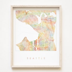 SEATTLE Orgullo Arco Iris Mapa Acuarela Mapa Imprimir Queer City Block Plan (Impresión de arte) Washington Graduación Boda Realtor Regalo Mapa Pared