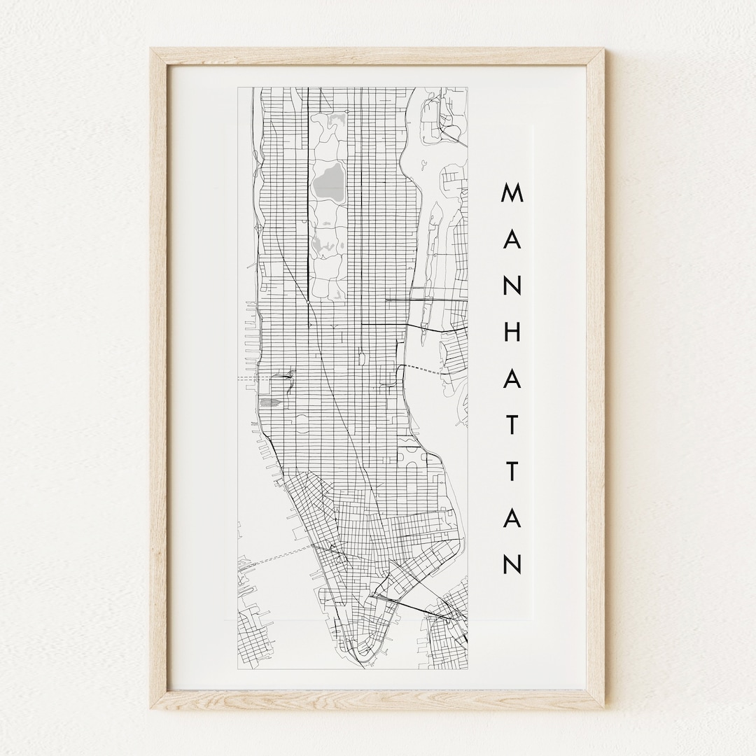 マンハッタン ストリートマップ 市街地図 手描き 黒 白 (アート