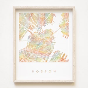 BOSTON Pride Rainbow Map Acuarela Lavado Mapa Imprimir City Block Plan (Impresión de arte) Massachusetts Graduación Aniversario de bodas Regalo Arte de viaje