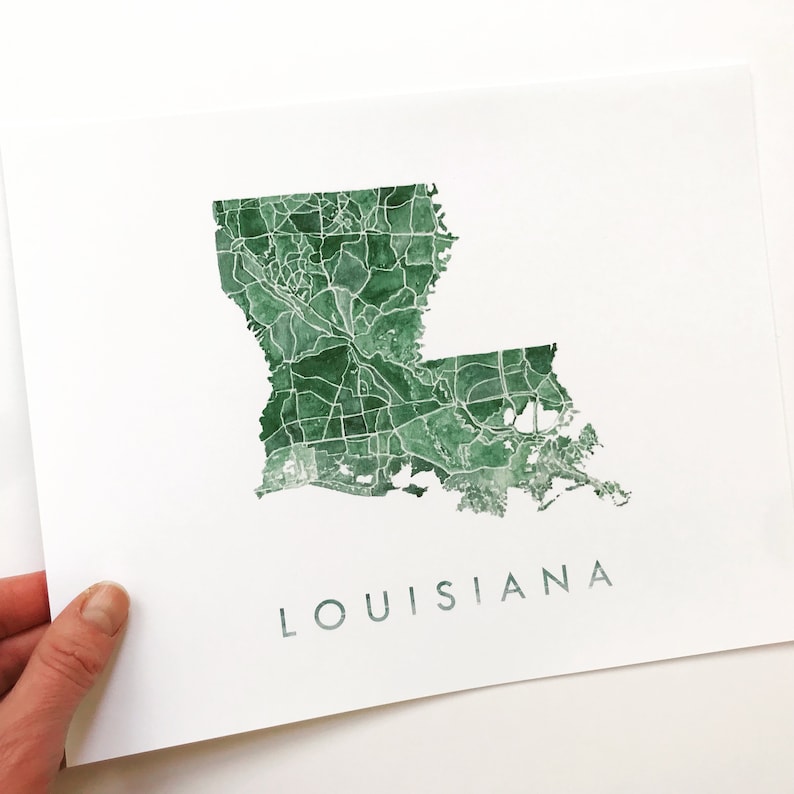 LOUISIANA Watercolor State MAP (art Print) Custom Your Town City Home ...