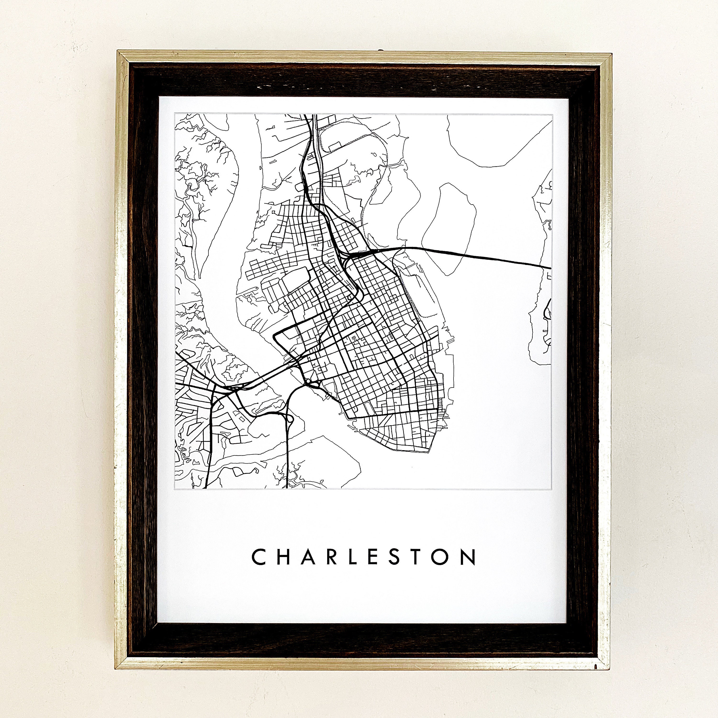 CHARLESTON Map Street Map South Carolina City Map Drawing | Etsy