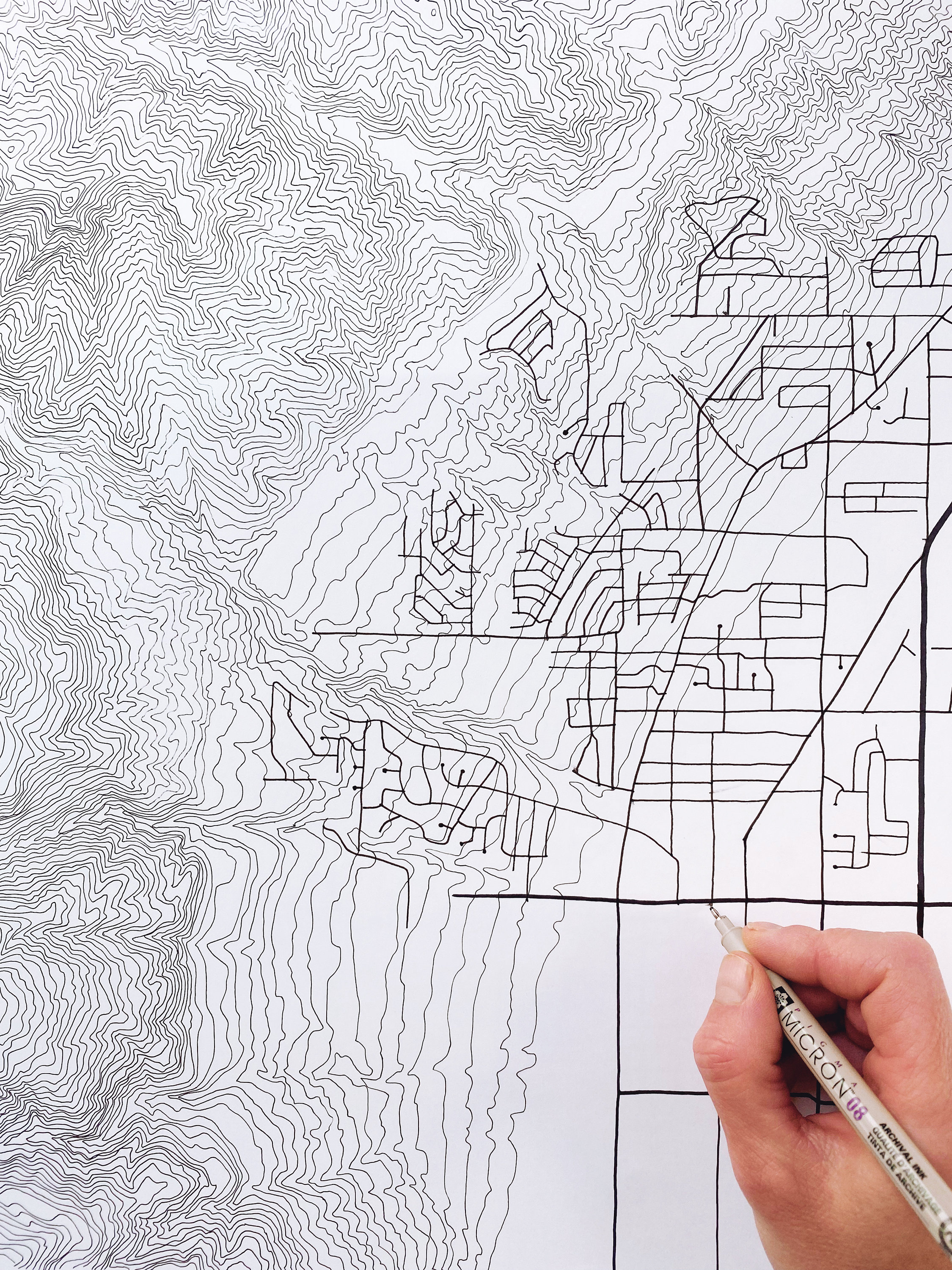 BOUNTIFUL Hand Drawn Map Topographical City Map Utah Drawing Black and ...