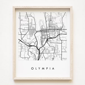 OLYMPIA kaart handgetekende stratenplan WASHINGTON stadskaart tekening zwart-wit (kunstafdruk) huwelijksverjaardag bewegend cadeau wanddecoratie