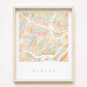 NEWARK Pride Rainbow Map Acuarela Lavado Mapa Imprimir Plan de la ciudad (Impresión de arte) Agente de bienes raíces de Nueva Jersey en movimiento Aniversario de bodas Regalo Viaje local