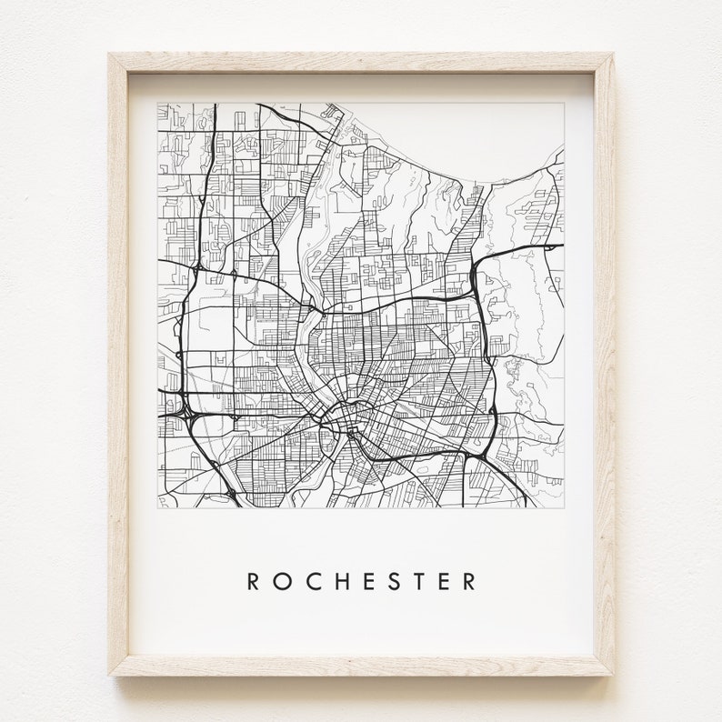 ROCHESTER Street Map NEW YORK City Map Drawing Black and White (art ...
