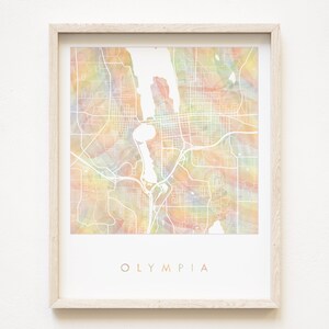 OLYMPIA Pride Regenbogen Landkarte Aquarell Wash WASHINGTON Landkarte Druck Stadtplan (Kunstdruck) Abschlussfeier Hochzeitsgeschenk Reise LGBTQ Queer Ally