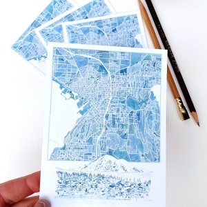 BELLINGHAM Washington Aquarell Karte Standard POSTKARTE Western Washington Abschluss Realtor Umzug Geschenk Hochzeit Gunsten PnW Briefpapier