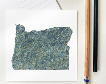 Oregon Watercolor Map Square POSTCARD US State Map