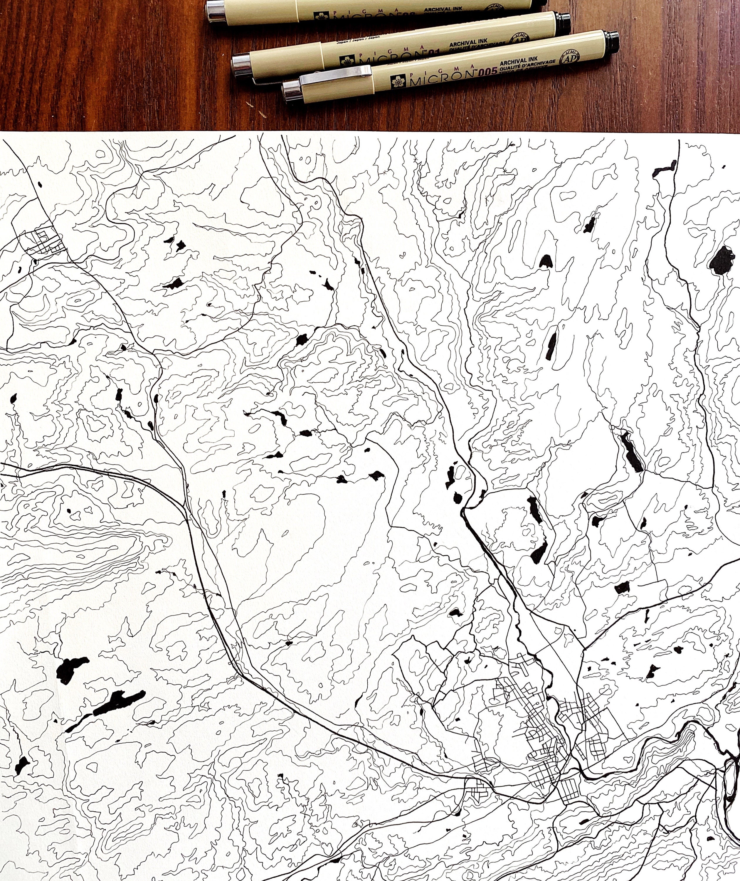 POCONOS Mountains Hand Drawn Map Street Map Pennsylvania | Etsy