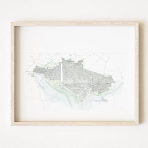 WASHINGTON DC Map-Drawing (Art Print) Washington Monument Capital City Historic Map Potomac River Tidal Basin Capital City Map Watercolor