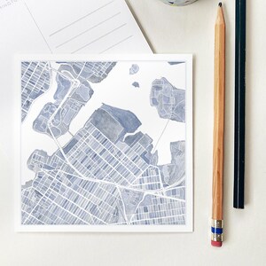 ASTORIA Queens Watercolor Map Square POSTCARD New York City Map