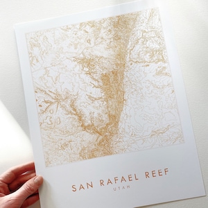 San Rafael Reef UTAH handgezeichnete topografische Karte Zeichnung (Kunstdruck) Hochzeit Wanderer Mountainbiker Graduierung Süd-Utah-Abenteuer