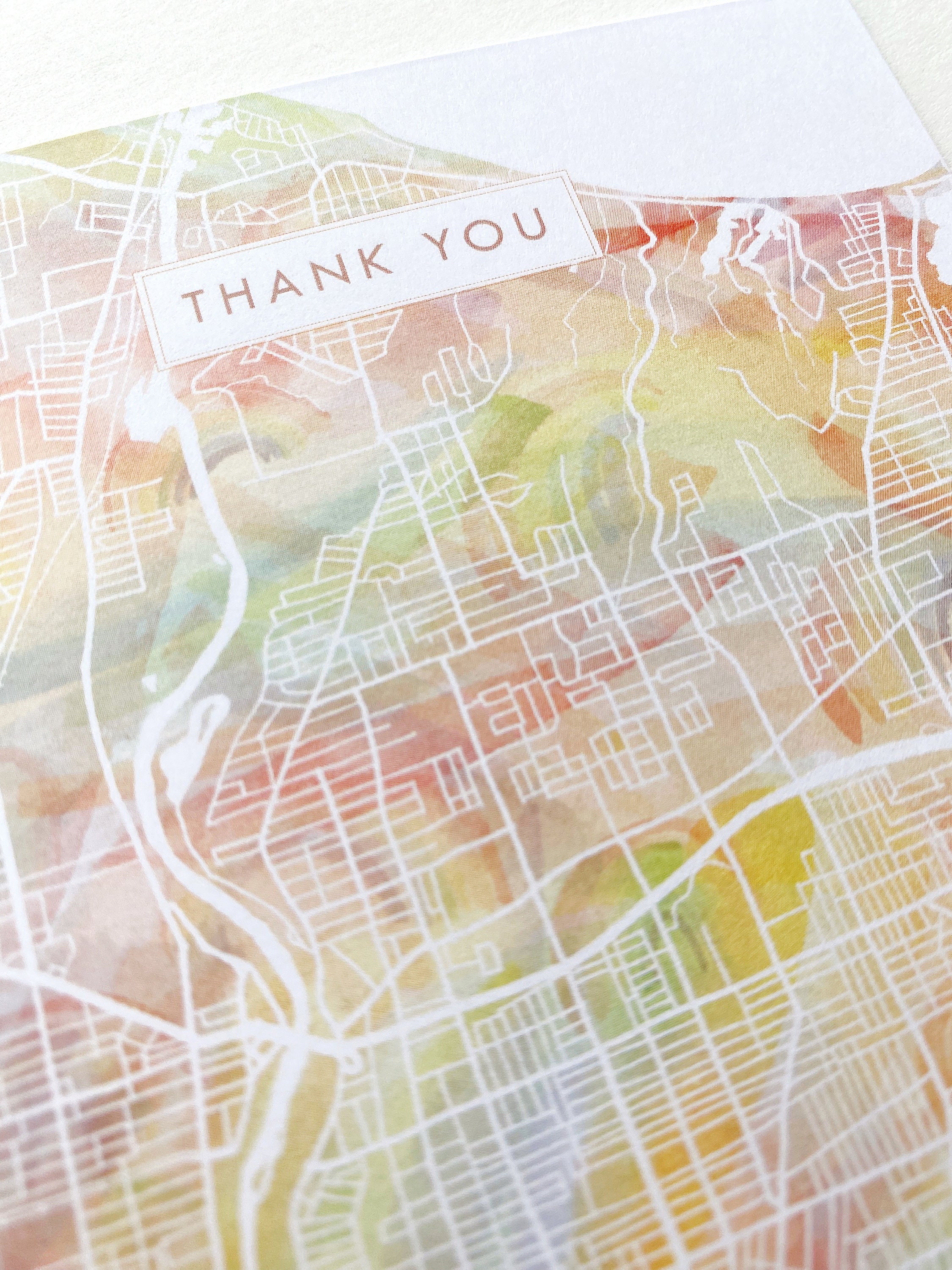 ROCHESTER Rainbow Pride Watercolor Map Thank You Card Folded Greeting Card New York City Map Realtor Thanks Moving Teacher Gift Penpal
