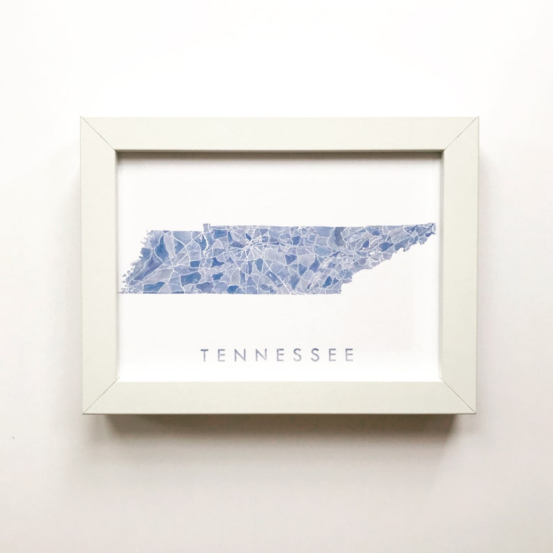 TENNESSEE Watercolor State MAP Art Print Custom Mark Your Town City Home Family Wedding Gift Anniversary Moving Realtor image 1