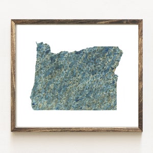 Carte de l'état de l'Oregon, tissu urbain, peinture texturée à l'aquarelle USA (impression d'art) carte murale remise des diplômes anniversaire de mariage cadeau agent immobilier