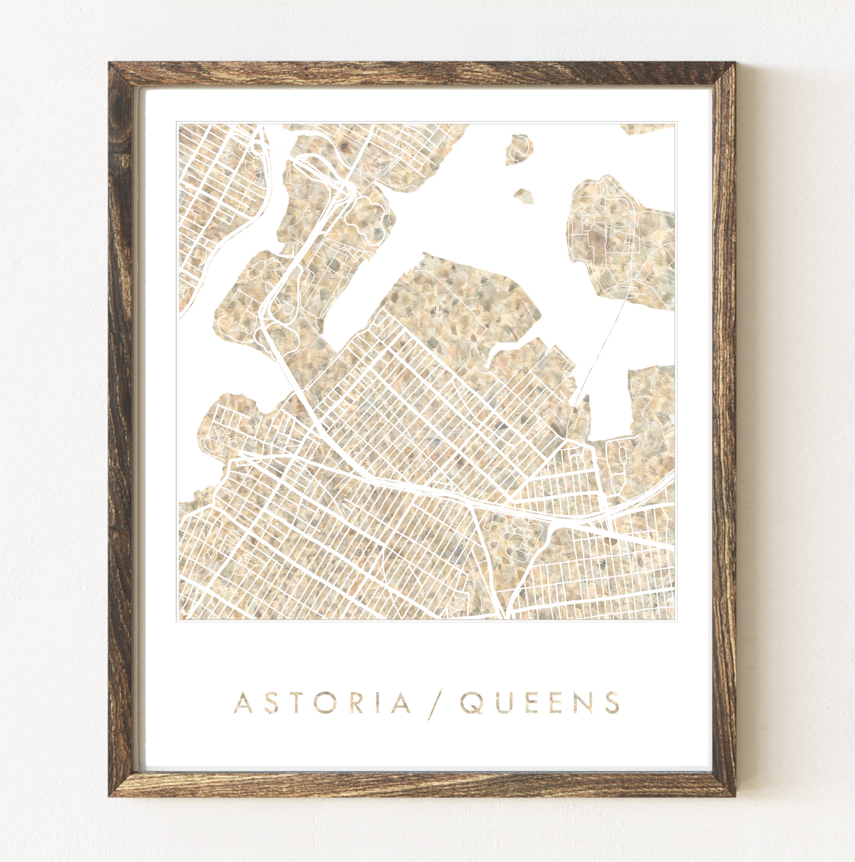 ASTORIA Queens Map Urban Fabric Watercolor Texture Painting | Etsy