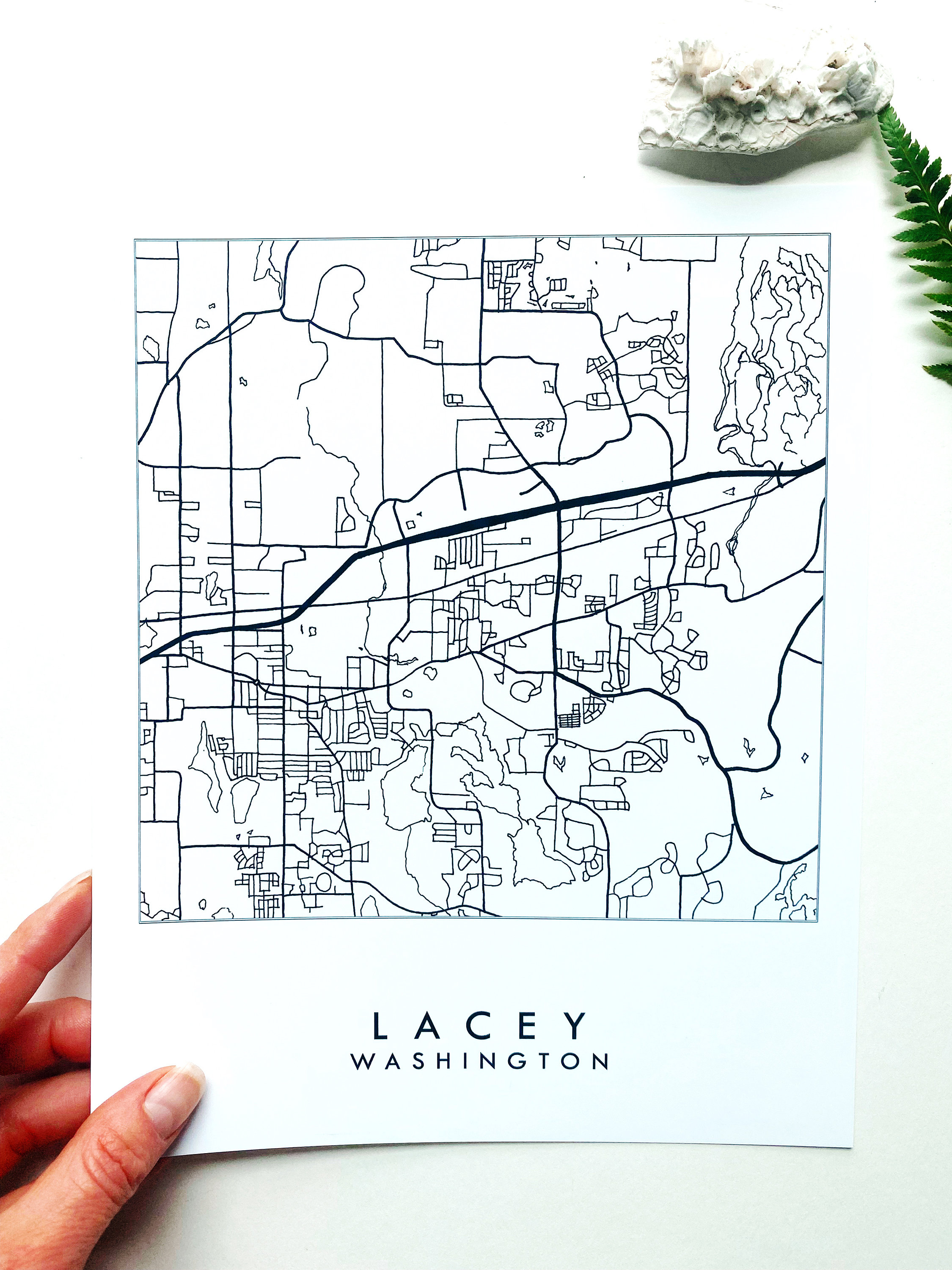 LACEY Street Map WASHINGTON City Map Drawing Black And White Art Print Il J8uc 