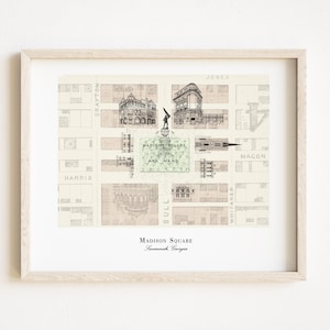 MADISON SQUARE Savannah No. 6 (Impresión de arte) Arquitectura Mapa histórico de la ciudad Dibujo SCAD Savannah Wedding ShopSCAD Regalo Realtor Vintage Map
