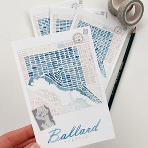 BALLARD Neighborhood SEATTLE Washington Standard POSTKARTE Realtor Umzug Geschenk Hochzeit Gunst PnW Briefpapier Postcrosser