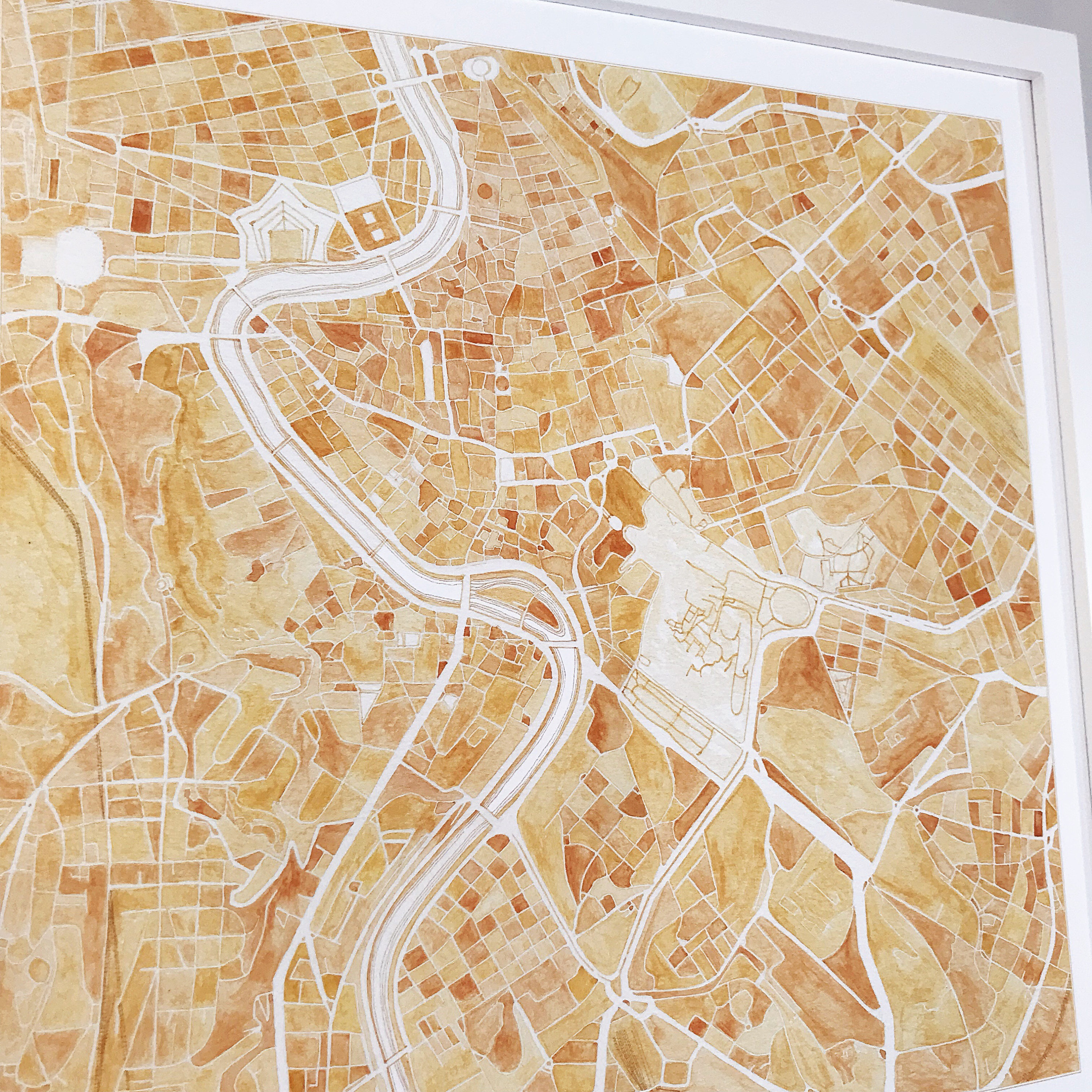 ROME Map Hand Painted Watercolor Map Print ITALY City Block Plan (art ...