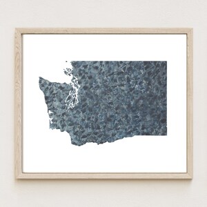WASHINGTON State kaart stedelijke stof aquarel textuur schilderij (Art Print) kaart muur afstuderen bruiloft verjaardag makelaar bewegende geschenk