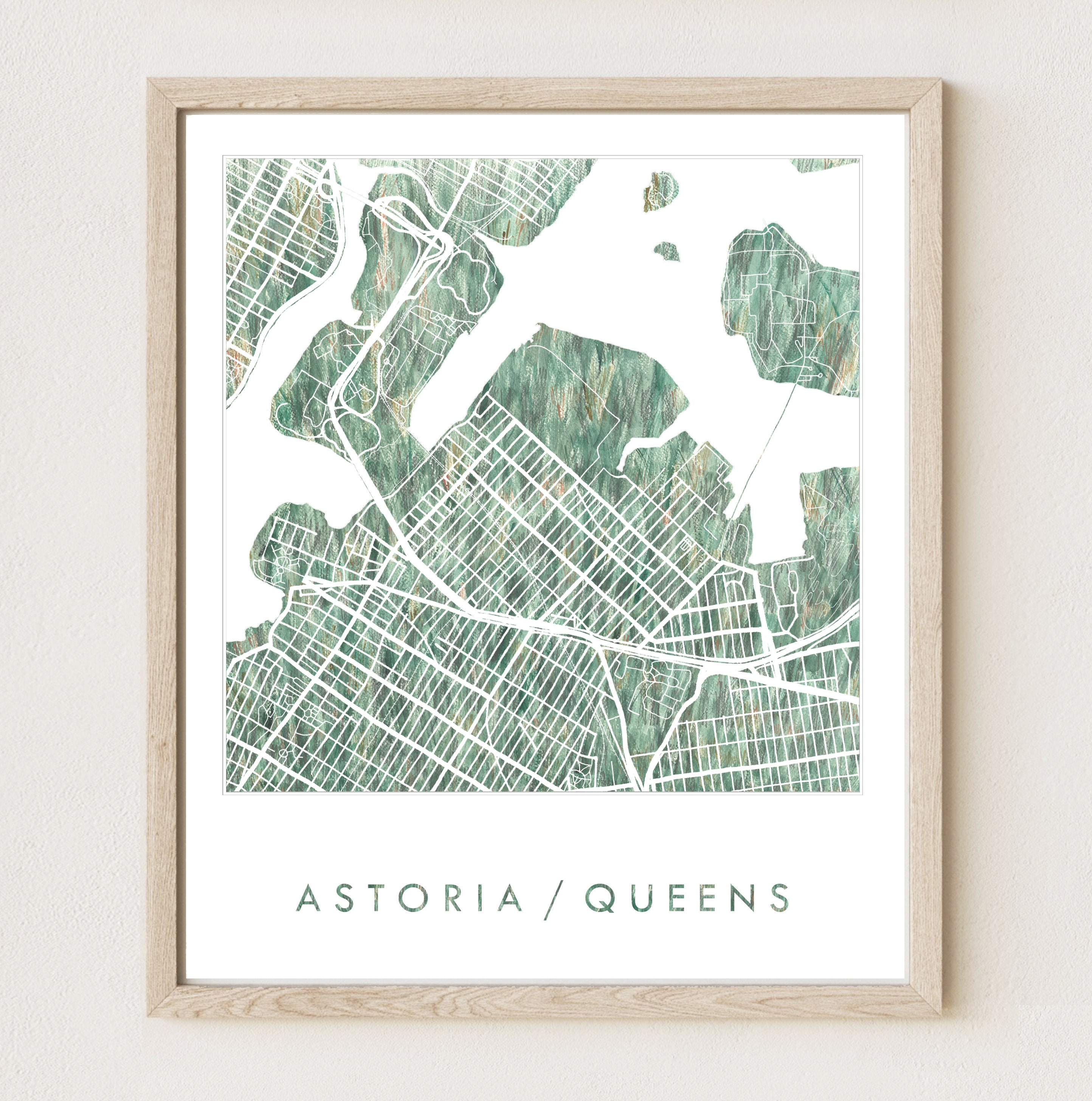 ASTORIA Queens Map Urban Fabric Watercolor Texture Painting | Etsy