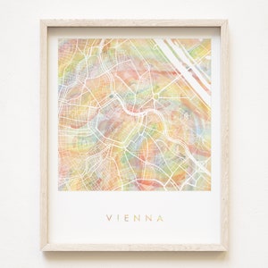 Mapa del arco iris del Orgullo de VIENA Mapa de lavado de acuarela Imprimir Plan de bloques de la ciudad (Impresión artística) Austria Viajes Aniversario de bodas Agente inmobiliario