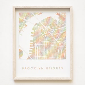 Mapa del arco iris del orgullo de BROOKLYN HEIGHTS, Mapa de lavado de acuarela, Plan de bloque de ciudad impreso (impresión artística), Regalo de aniversario de boda de agente inmobiliario de Nueva York, Viaje