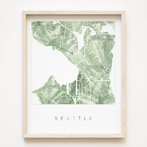 SEATTLE Karte Farne Botanische Karte WASHINGTON (Kunst Druck) Flora Hochzeit Makler Umzug Geschenk pazifischer Nordwesten Puget Sound Wanddeko