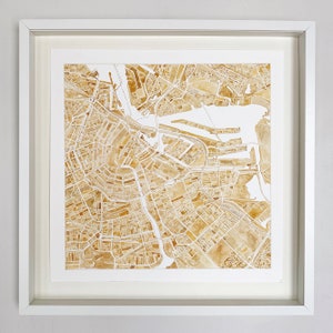 AMSTERDAM Landkarte Aquarell Stadt Blockplan (Original Aquarell) Niederlande Landkarte Hochzeitsgeschenk Jahrestag Abschluss Abschluss Europäisch Reisekunst