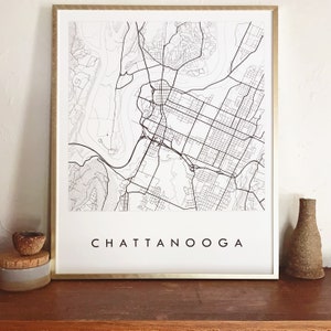 CHATTANOOGA Map Street Map TENNESSEE City Map Drawing Black and White Art Print Wedding Anniversary Gift Wall Decor image 6