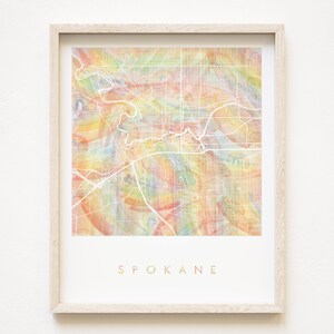 SPOKANE Orgullo Arco Iris Mapa Acuarela Mapa Imprimir Queer City Plan (Impresión de arte) Washington Gonzaga Graduación Aniversario de bodas Regalo de agente inmobiliario