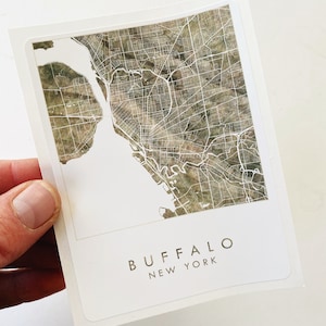 Pegatina de mapa de acuarela de BÚFALO Mapa de la ciudad del estado de Nueva York Lago Erie Niágara Laptop Botella de agua Recuerdo de boda Swag Agente inmobiliario Regalo de mudanza
