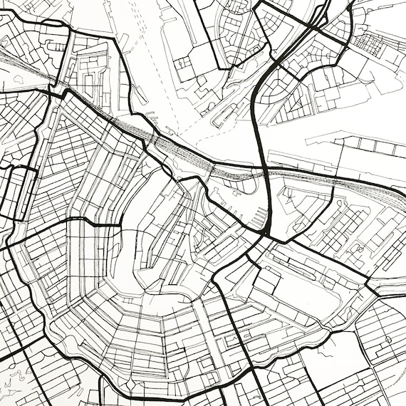 Amsterdam Map Street Map The Netherlands City Map Drawing Etsy Amsterdam Map Street Map The Netherlands City Map Drawing Etsy
