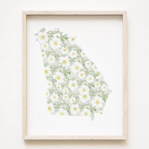 GEORGI staat bloemenkaart aquarel Cherokee Rose (Art Print) kaart muur afstuderen huwelijksverjaardag makelaar verhuiscadeau westkust