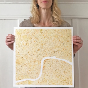 LONDON UK Map Watercolor City Block Plan (Original Watercolor) ENGLAND Map Graduation Wedding Gift Anniversary British Wall Decor Travel Art