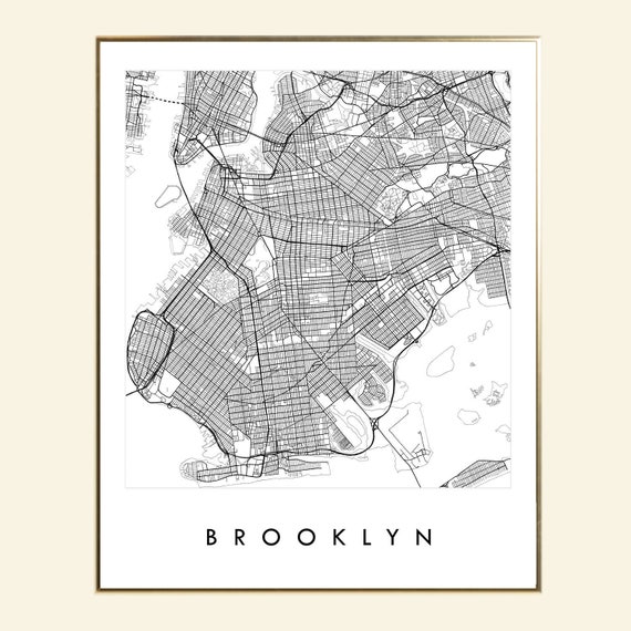 Mapa De Brooklyn Calles Brooklyn Mapa Mapa Mapa De La Calle Nueva York Dibujo Del Mapa | Etsy México