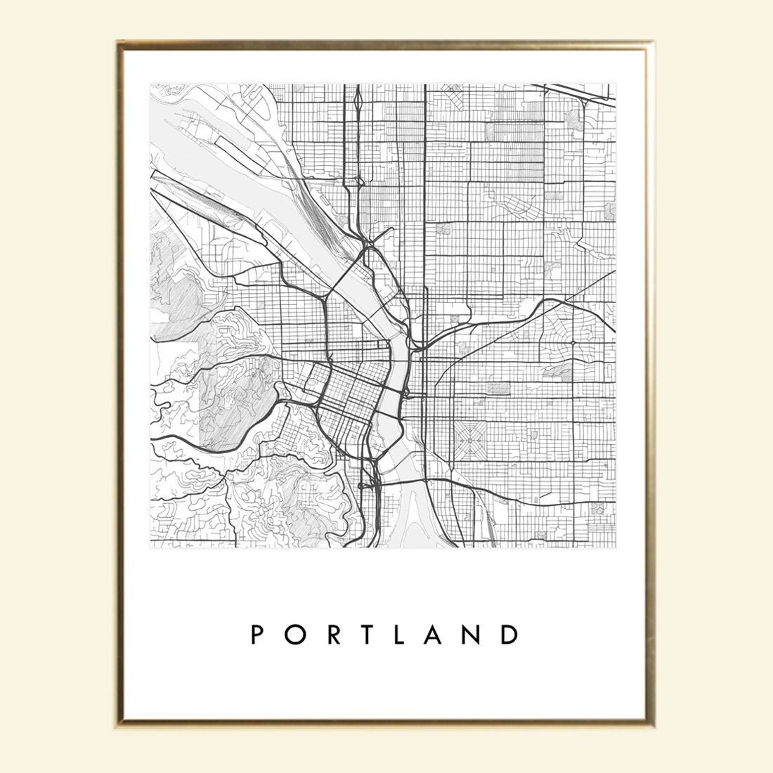 Street Map Of Portland Oregon Portland Map Street Map Oregon City Map Drawing Black And | Etsy Ireland