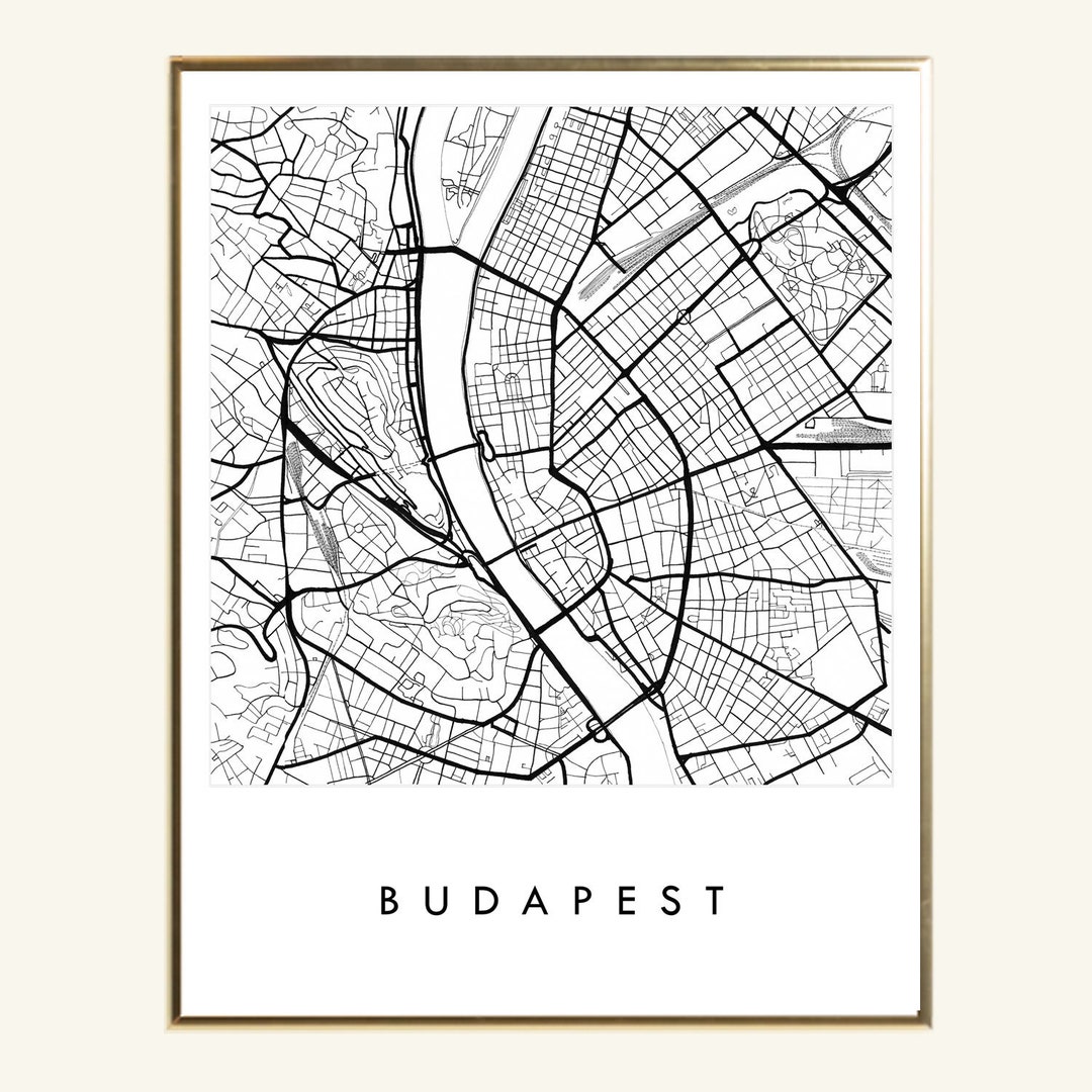 BUDAPEST Mapa dibujado a mano Callejero HUNGRÍA Mapa de la - Etsy España