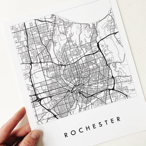 ROCHESTER Street Map NEW YORK City Map Drawing Black and White (art ...
