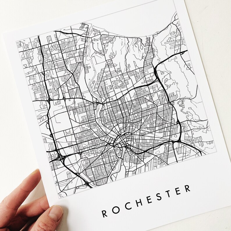 ROCHESTER Street Map NEW YORK City Map Drawing Black and White (art ...