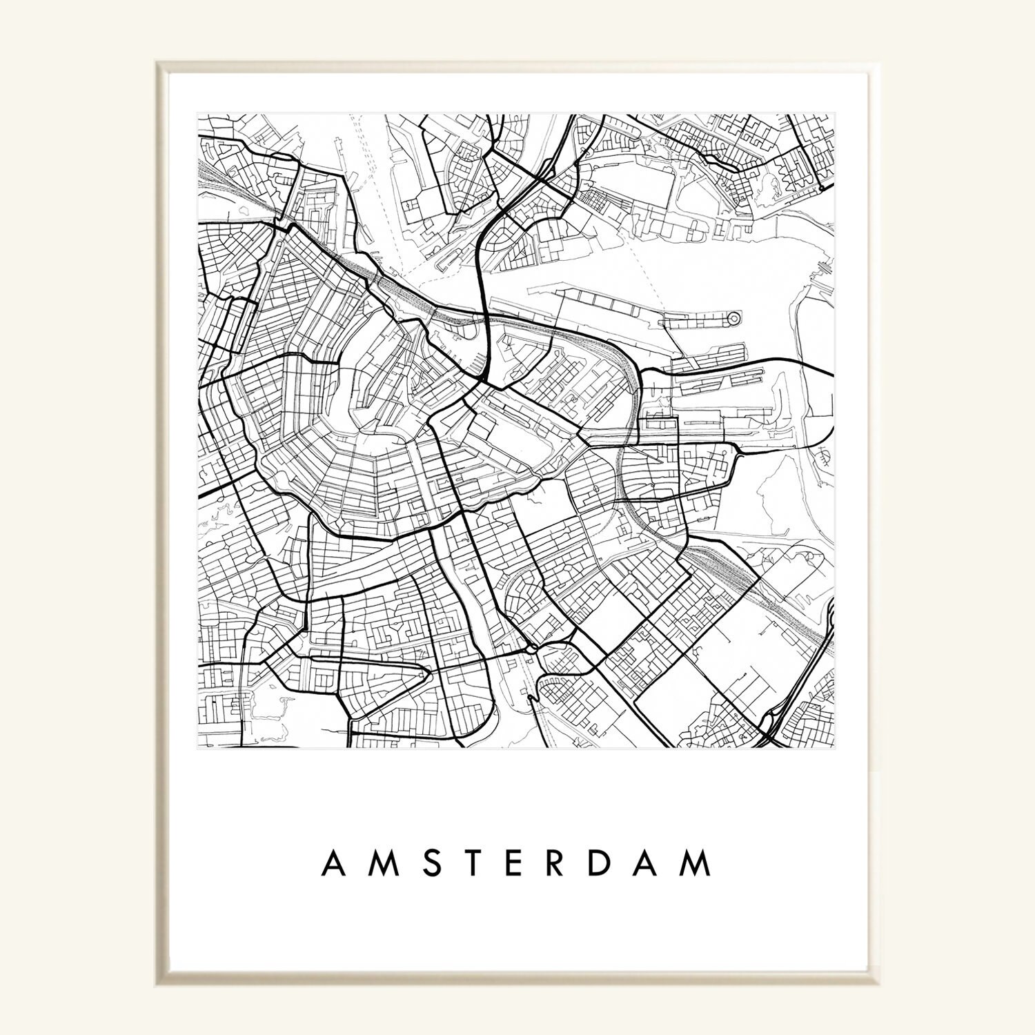 Street Art Amsterdam Map Amsterdam Map Hand Drawn Street Map The Netherlands City Map | Etsy Uk