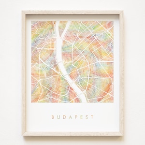 BUDAPEST Pride Regenbogen Landkarte Aquarell Wash Map Print Stadtplan (Kunstdruck) Ungarn Hochzeit Jahrestag Makler Geschenk