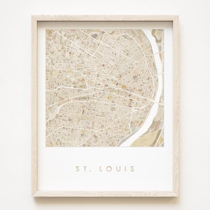 ST. LOUIS Map Aquarell Druck MISSOURI Landkarte Blockplan (Kunstdruck) Hochzeit Makler Umzug Geschenk Dekor Washington U Abschluss Wandkunst