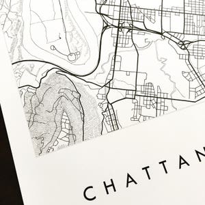CHATTANOOGA Map Street Map TENNESSEE City Map Drawing Black and White Art Print Wedding Anniversary Gift Wall Decor image 7