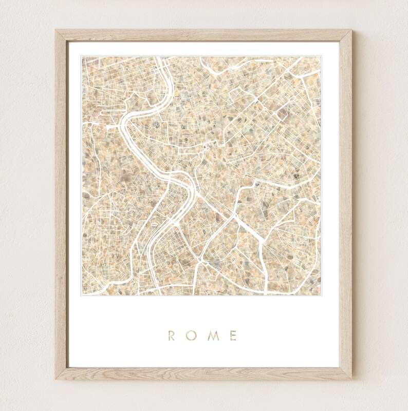 ROMA Map Urban Fabric Watercolor Texture Painting Italy City | Etsy